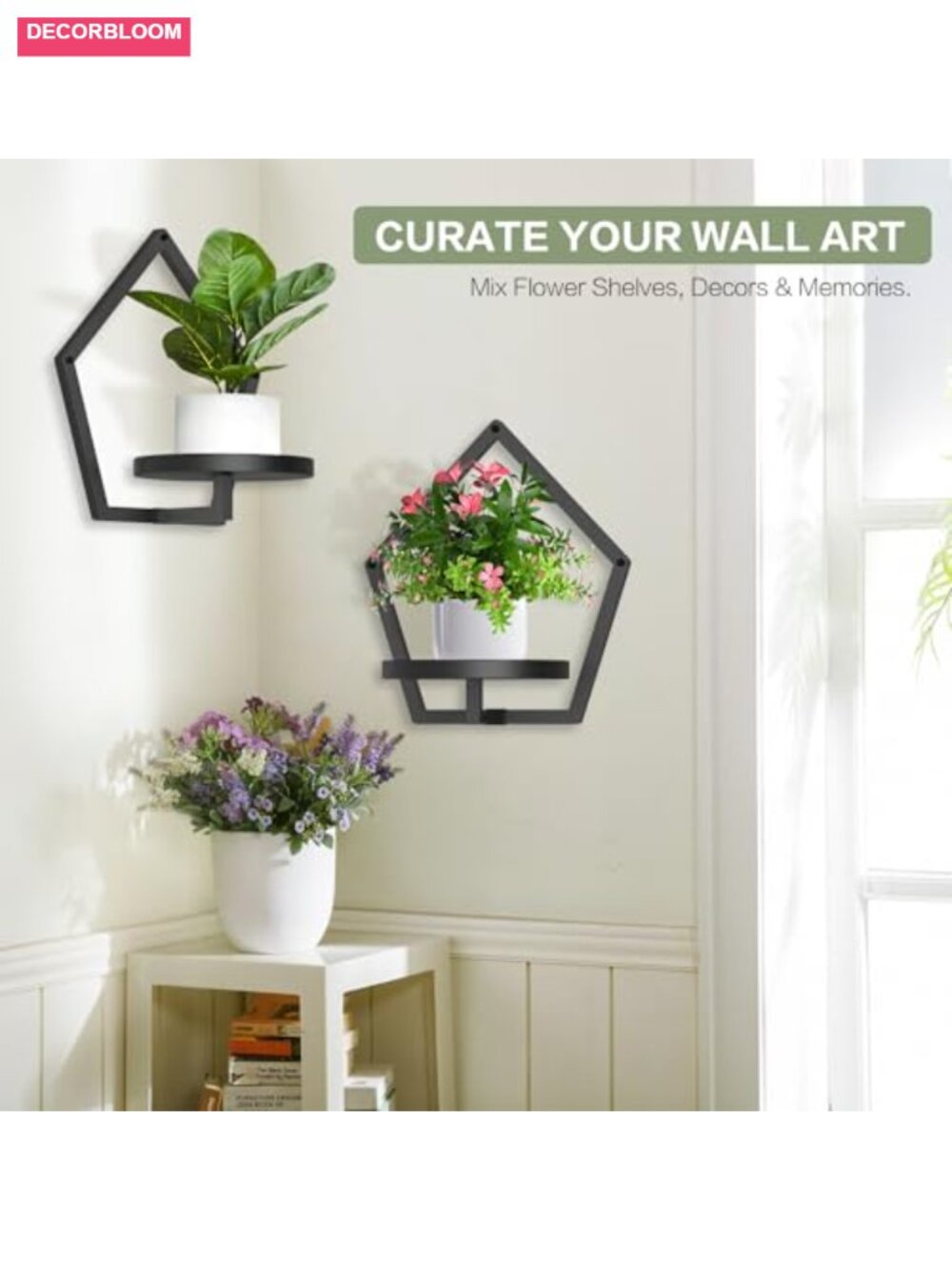 Metal Wall Hanging Planters for Indoor Plants, 7.9in Set of 2, Wall-Mounted - Picture 5 of 6